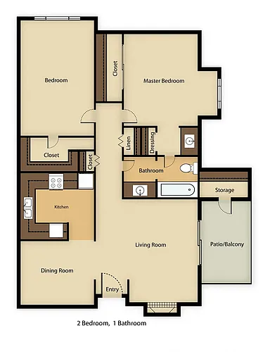Floor plan 2 Bedroom 1 Bathroom