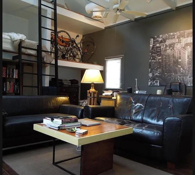 Loft with high ceilings and skylights