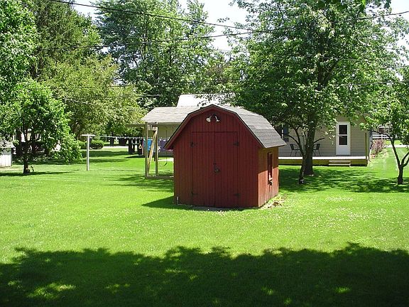 back yard with shed