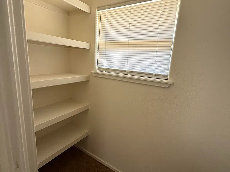 opposite side of walk in closet and shelves.