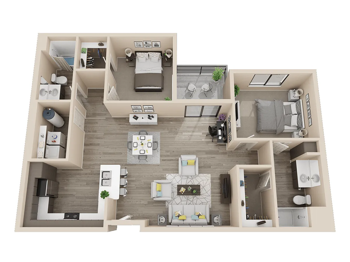 Floor plan B3 - 2x2 1,340 sf ADA