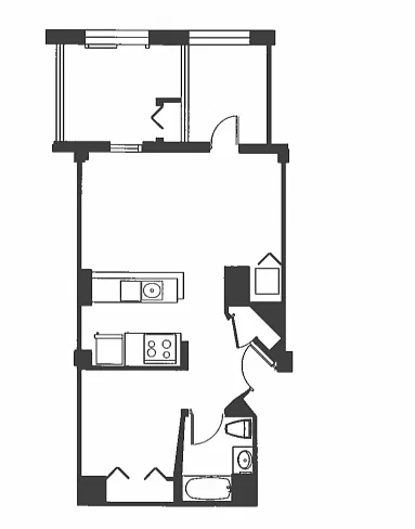Floor plan 2 Bed 1 Bath - B1G