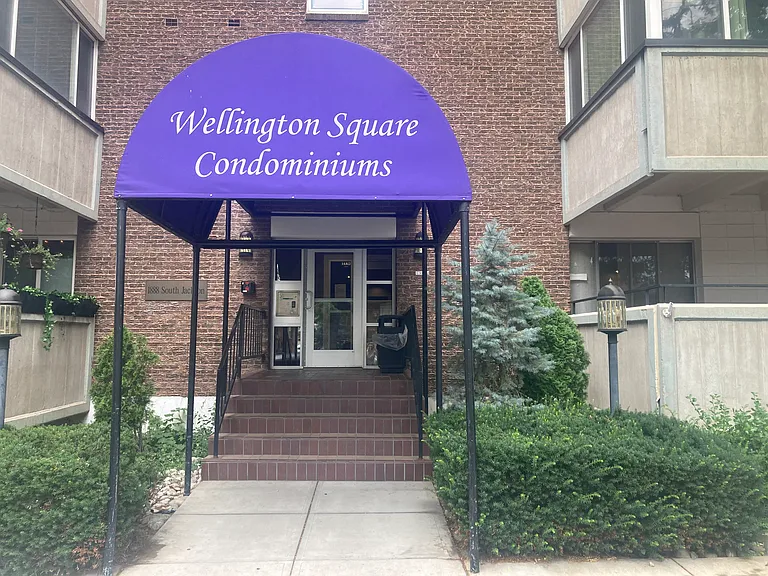 Front of the building and the main entryway.