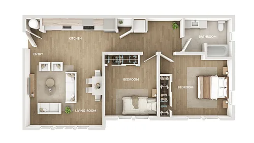 Floor plan 2 Bedroom 1 Bathroom
