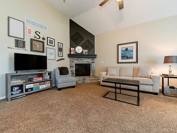Formal Living Room with Fireplace & Ceiling Fan