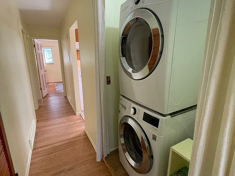 Stackable washer/dryer for your use.