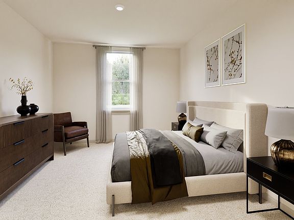 Master bedroom with lush carpet