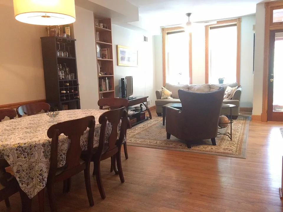 Open living room and dining room