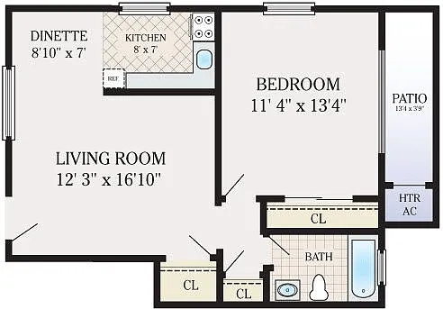 Floor plan 1 Bedroom 1 Bathroom