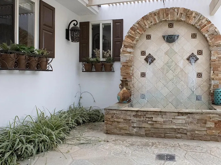 Fountain in the front courtyard.
