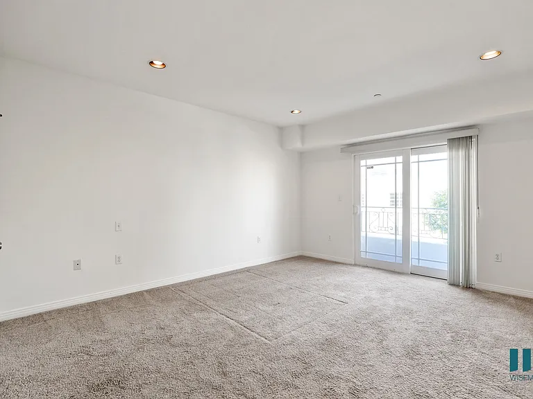 Bedroom with Closet, Carpet, Recessed Lighting, and Balcony