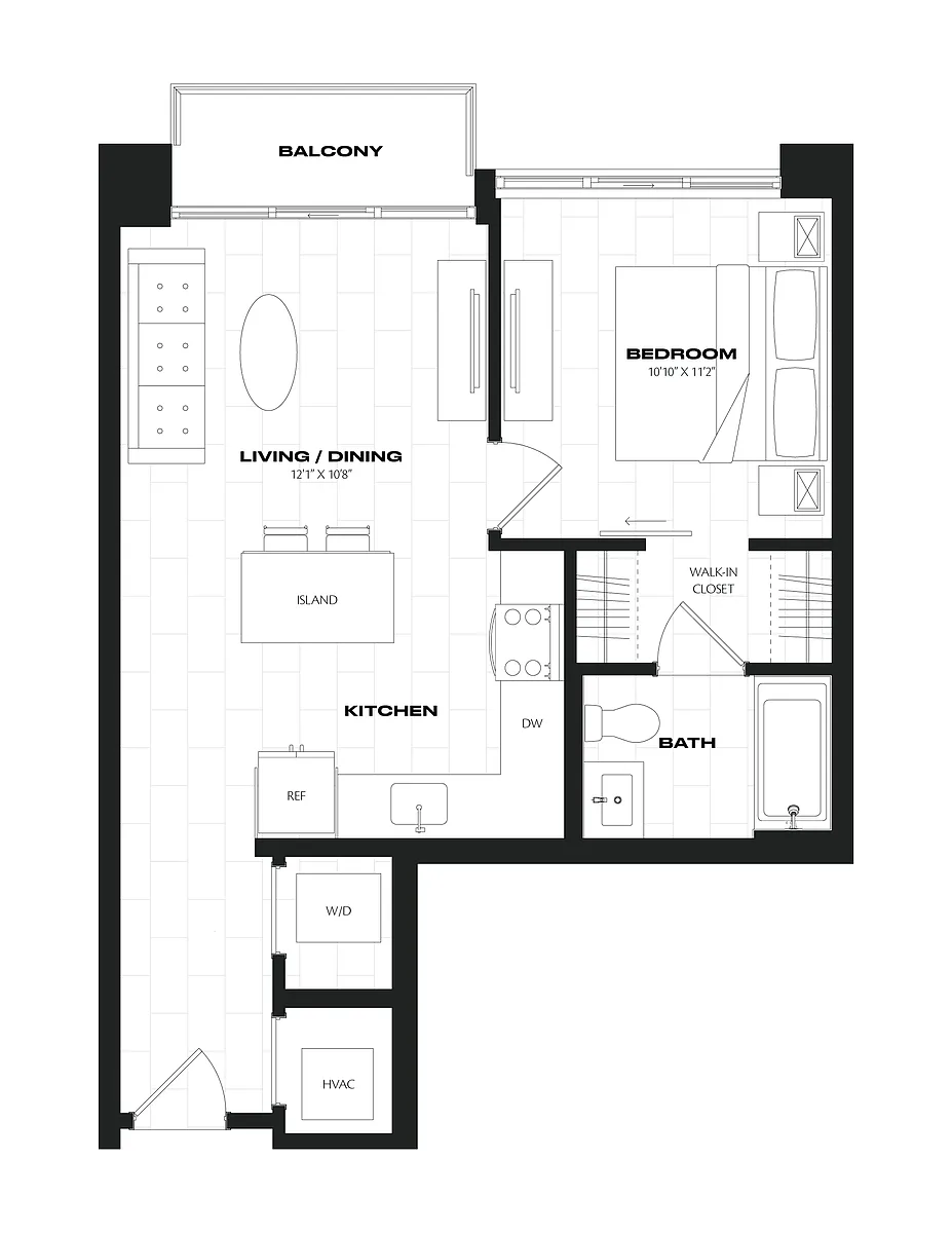 Floor plan 1 Bed/1 Bath JR-A5.1