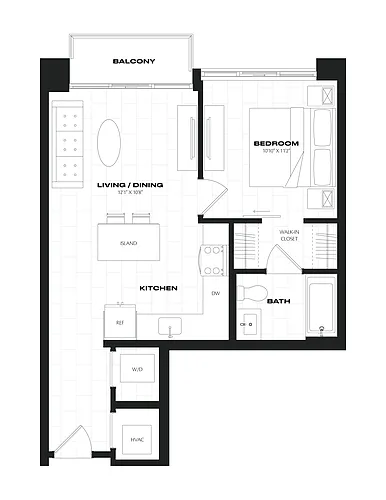 Floor plan 1 Bed/1 Bath JR-A5.1