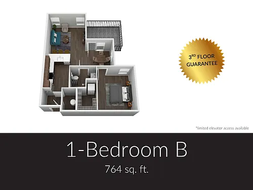 Floor plan 1X1 B