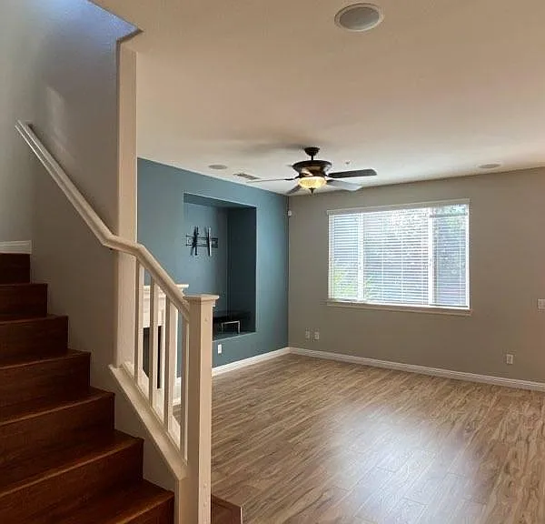 living room with media niche