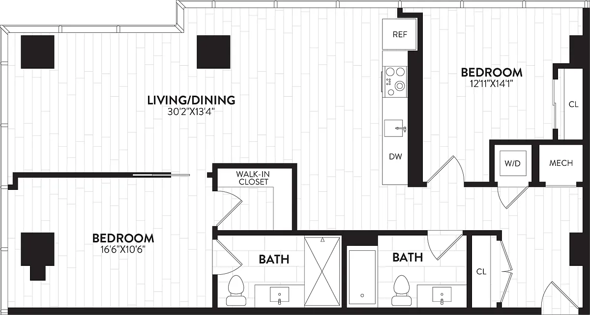 Floor plan 2 Bed-2 Bath-2Q Alchemy