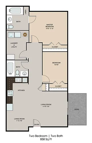Floor plan 2 Bed 2 Bath Ranch
