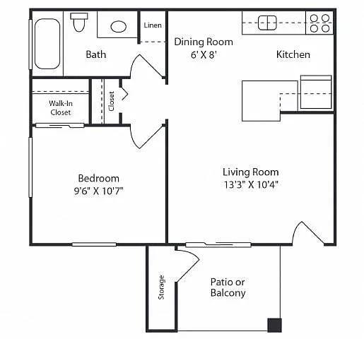 Floor plan 1 Bedroom 1 Bathroom