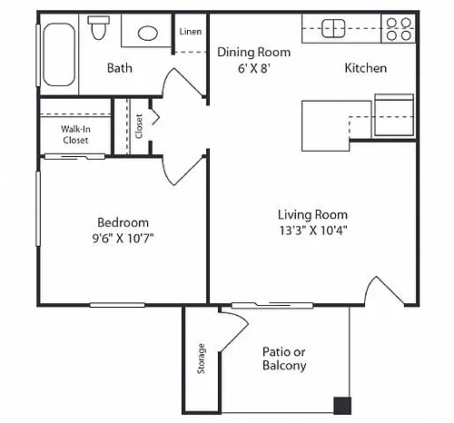 Floor plan 1 Bedroom 1 Bathroom