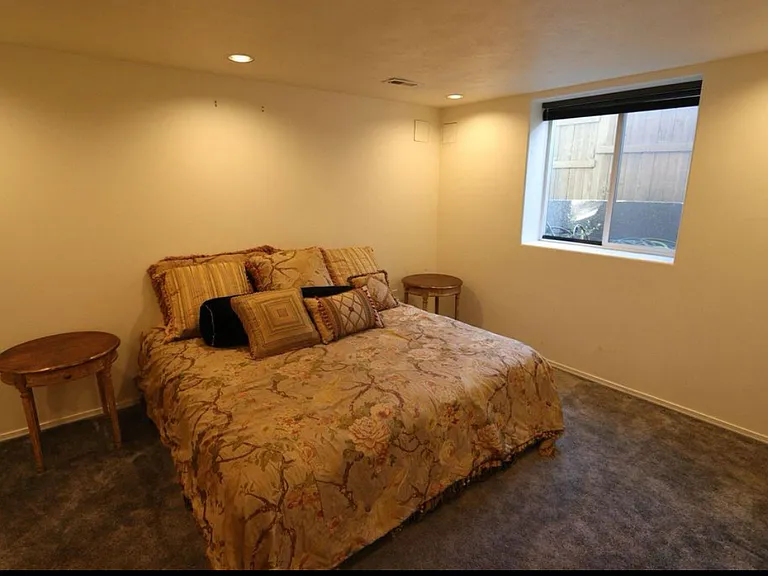 Basement bedroom with adjoining bathroom