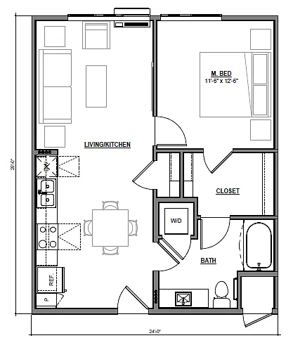 Floor plan 1 Bedroom B