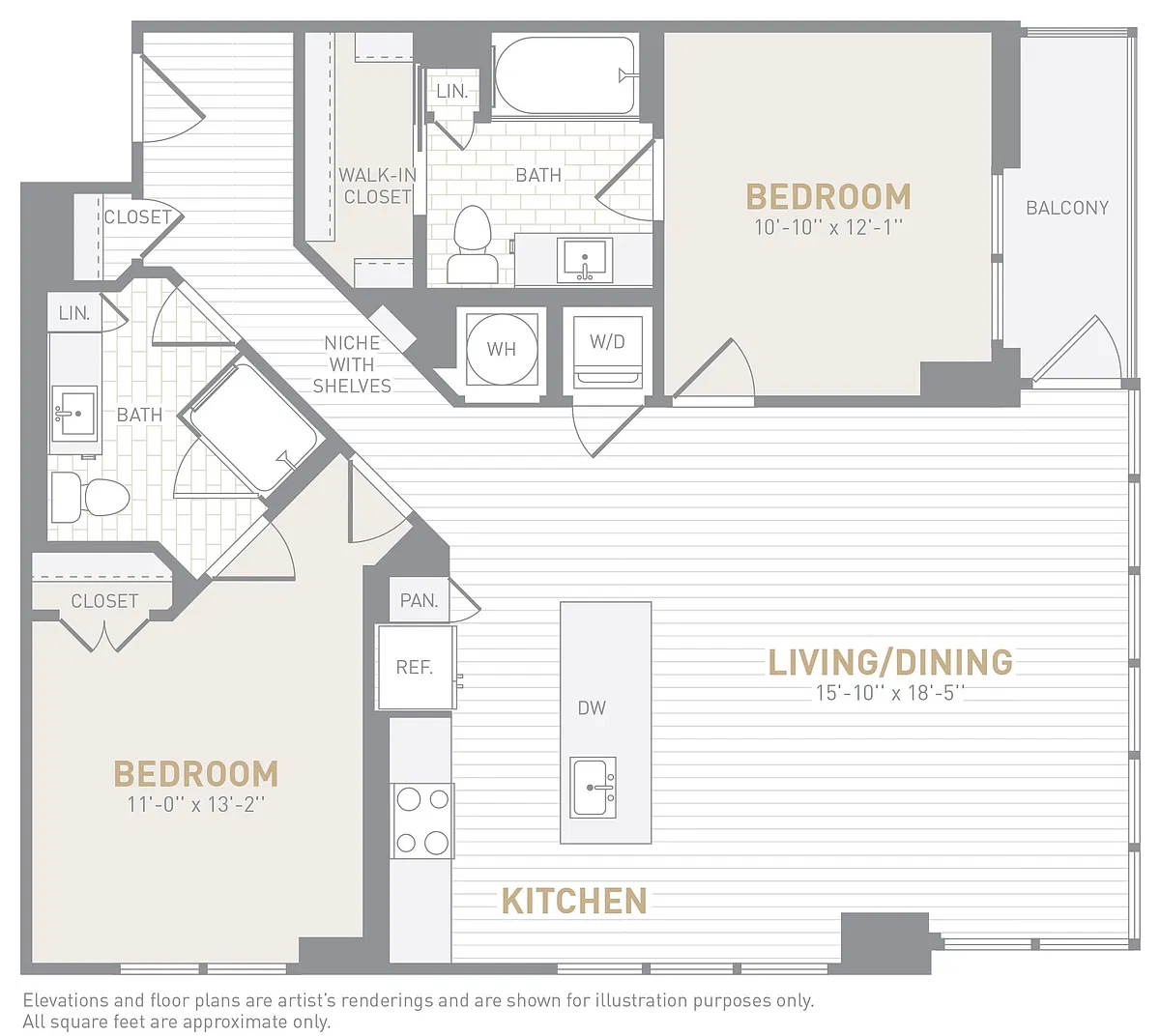 Floor plan 2 Bed 2 Bath-C03