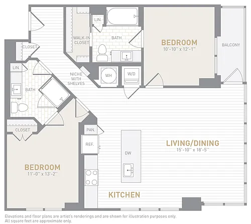 Floor plan 2 Bed 2 Bath-C03