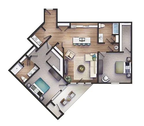 Floor plan 2 Bedroom Luxe