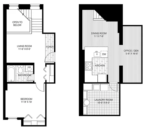 Floor plan 1 Bed 1 Bath - Den - Bi-Level