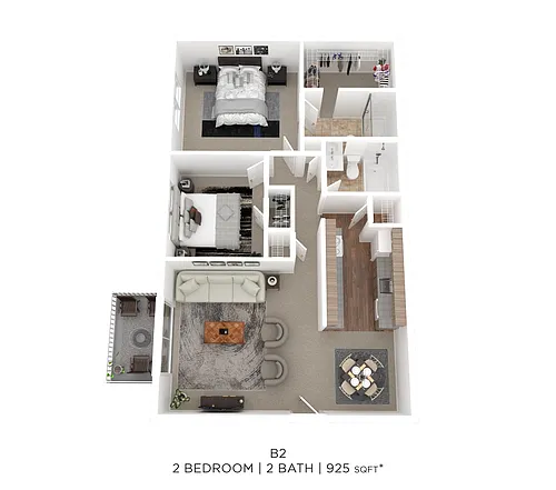 Floor plan Two Bed Two Bath 925 Sqft