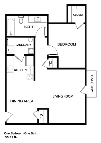 Floor plan 1 Bed 1 Bath