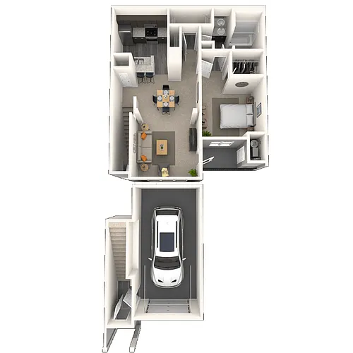 Floor plan Traditional 1x1 849-882 SF