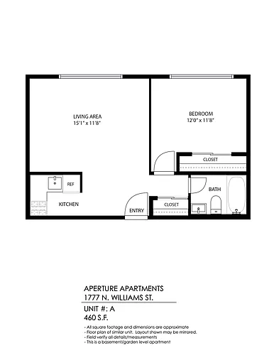 Floor plan 1 Bedroom, 1 Bath