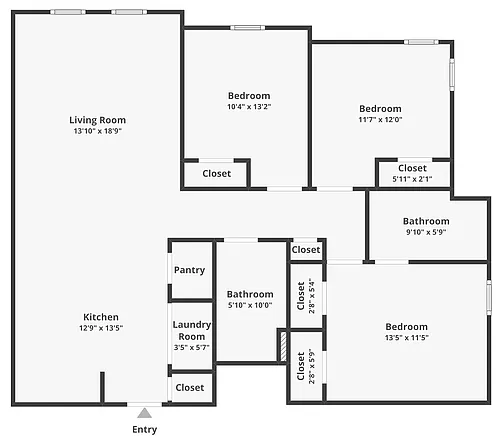 Floor plan 3 bedroom 60%