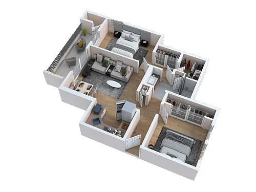 Floor plan Two Bed / One Bath - E