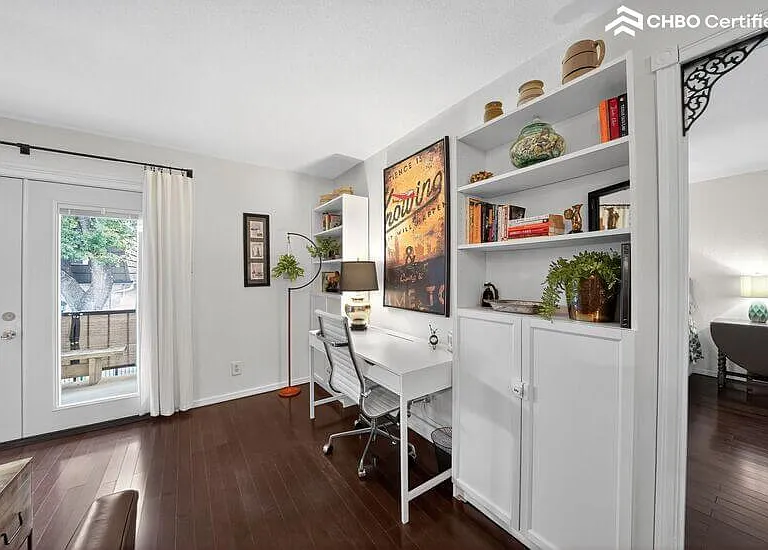 Desk and bookshelves