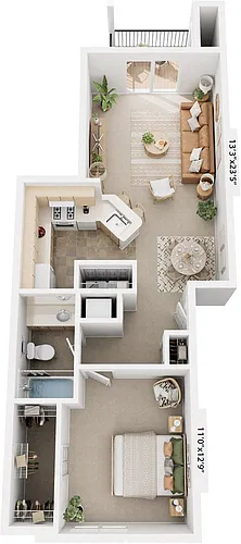 Floor plan One Bedroom One Bath