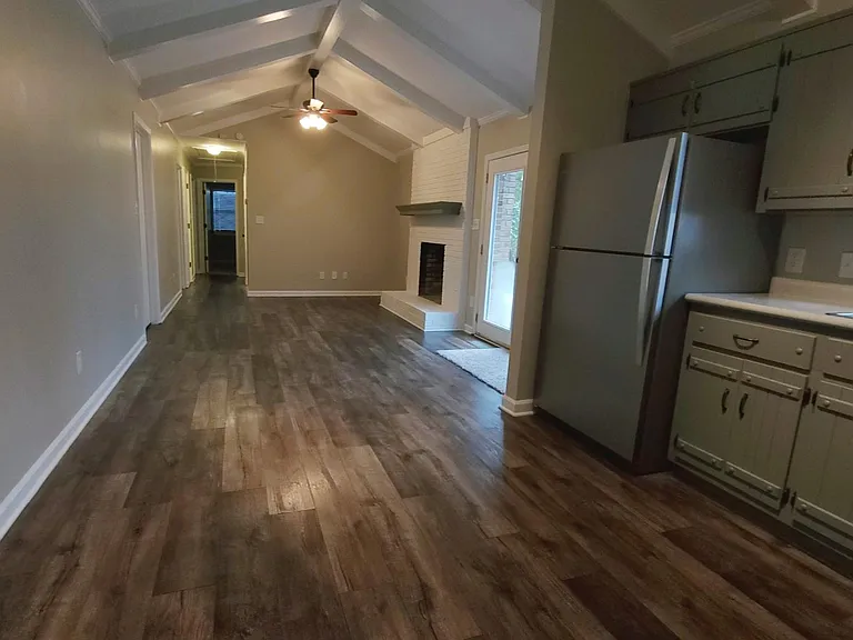 View from the kitchen in to the living room.