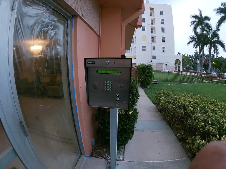 Lobby is always locked and secure. Call box allows for guest to call resident for easy entry.
