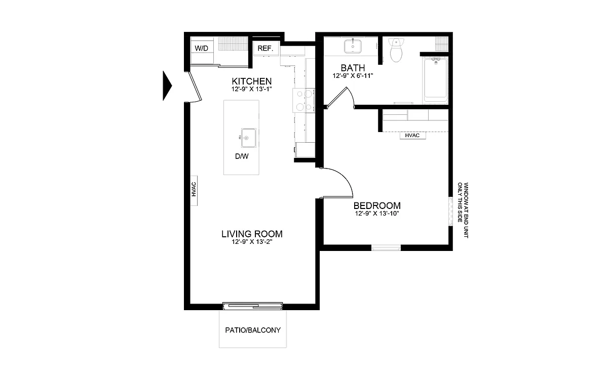 Floor plan Atlas - 1 Bedroom 626