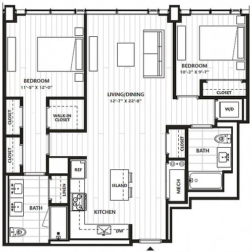 Floor plan 2 Bed/2 Bath-B3