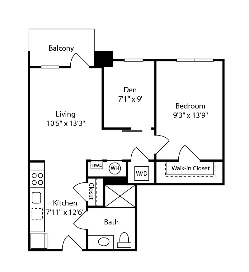 Floor plan 1 Bed/1 Bath-A42