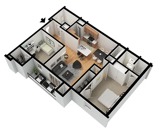 Floor plan 2 Bedroom, 2 Bathroom Large