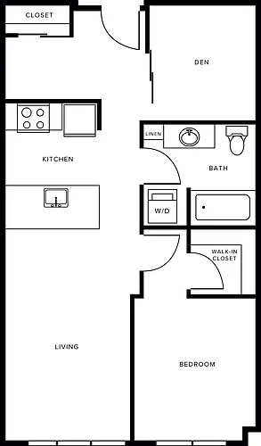 Floor plan A2D- One Bedroom with Den