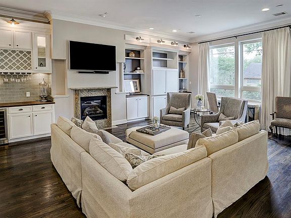 Gorgeous living room with gas log fireplace