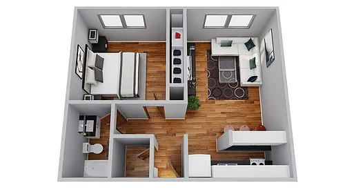 Floor plan One Bedroom One Bath