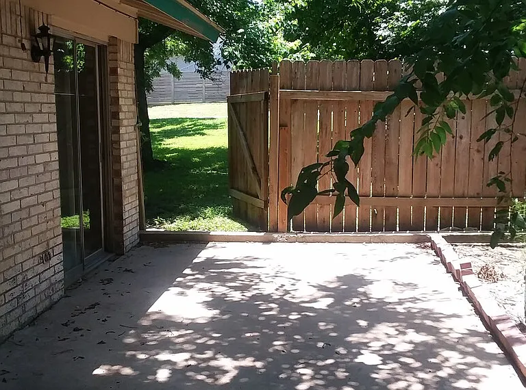 Patio off the dining room with plenty space for outdoor furniture.