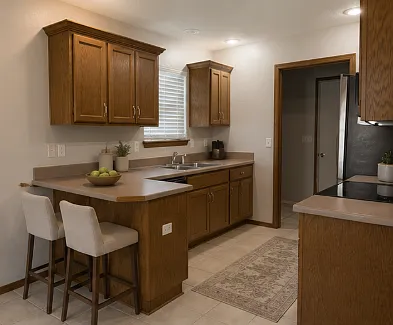 kitchen, virtually staged