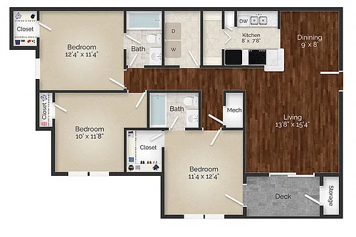 Floor plan Three Bedroom - C1 Renovated