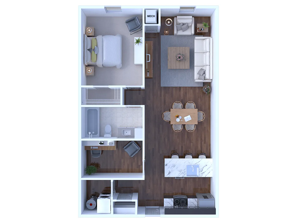 Floor plan 1 Bedroom/1 Bathroom - Den
